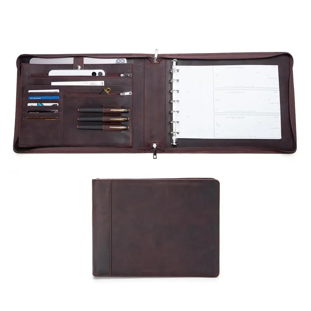 Genuine Full Grain Leather Checkbook Portfolio